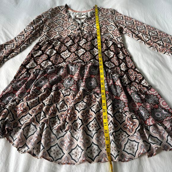 Anthropologie Tiered V-Neck Long Sleeve Floral Printed Boho Peasant Dress Medium - Picture 9 of 12
